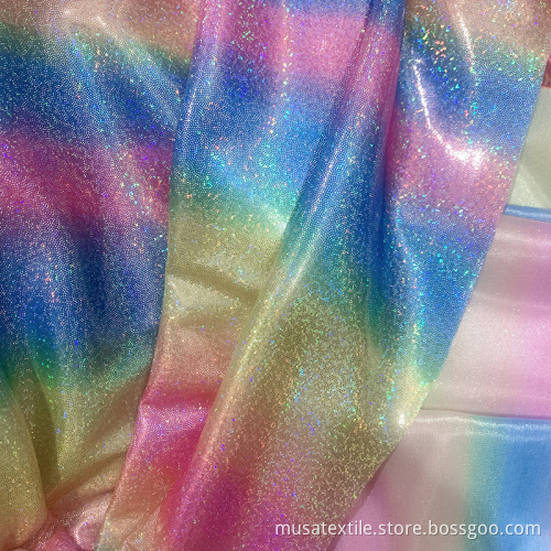 Iridescent Rainbow Metallic Glitter Shiny Hologram Fabric